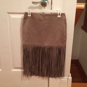 Faux fringe tan suede Skirt
